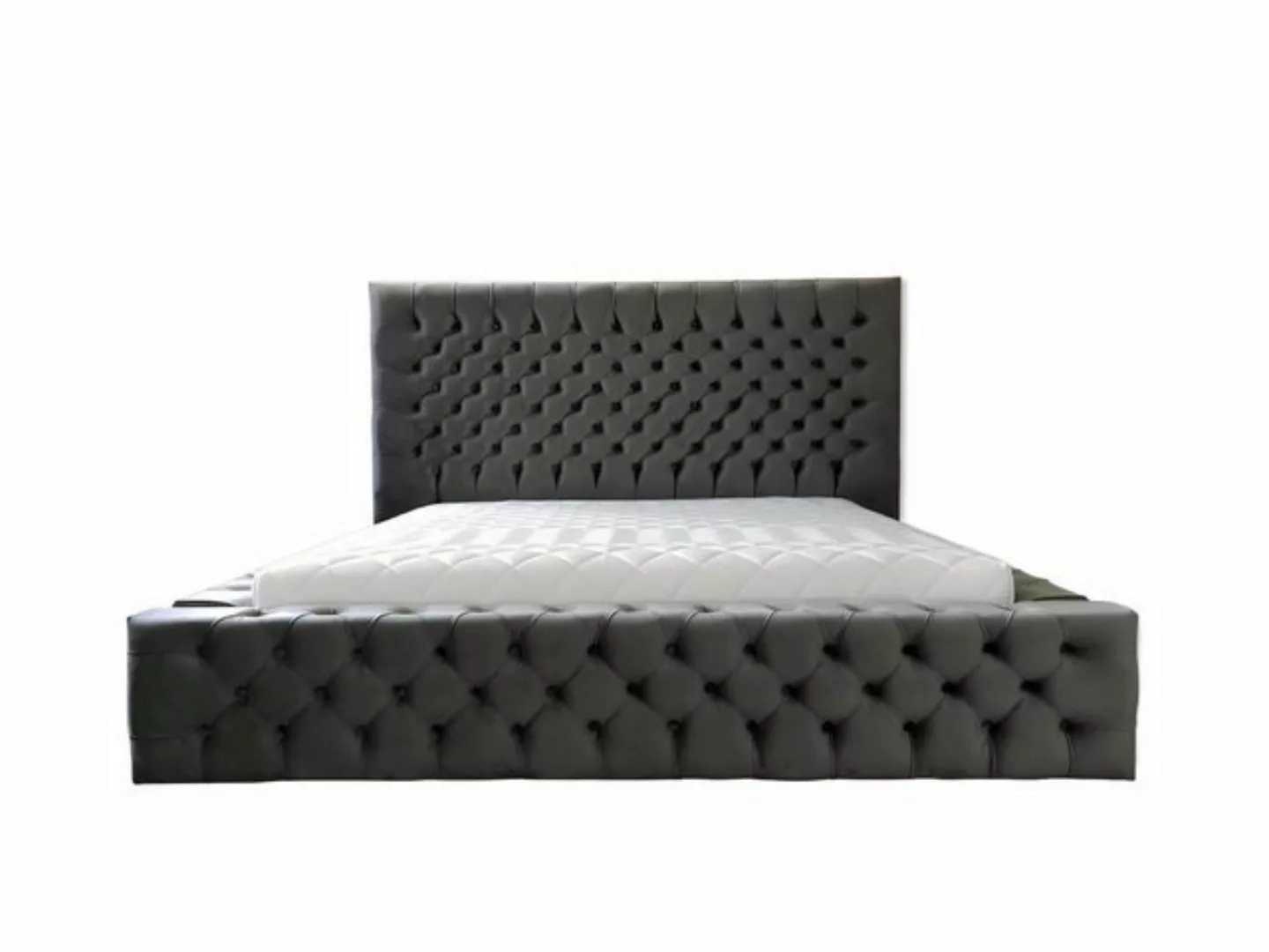 Xlmoebel Bett Chesterfield Grau Doppelbett Schlafzimmermöbel mit elegantem günstig online kaufen