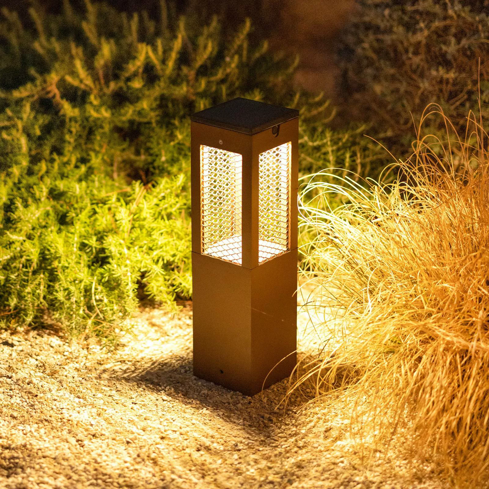 LED-Solar-Sockellampe Tradition Sensor Corten 40cm günstig online kaufen