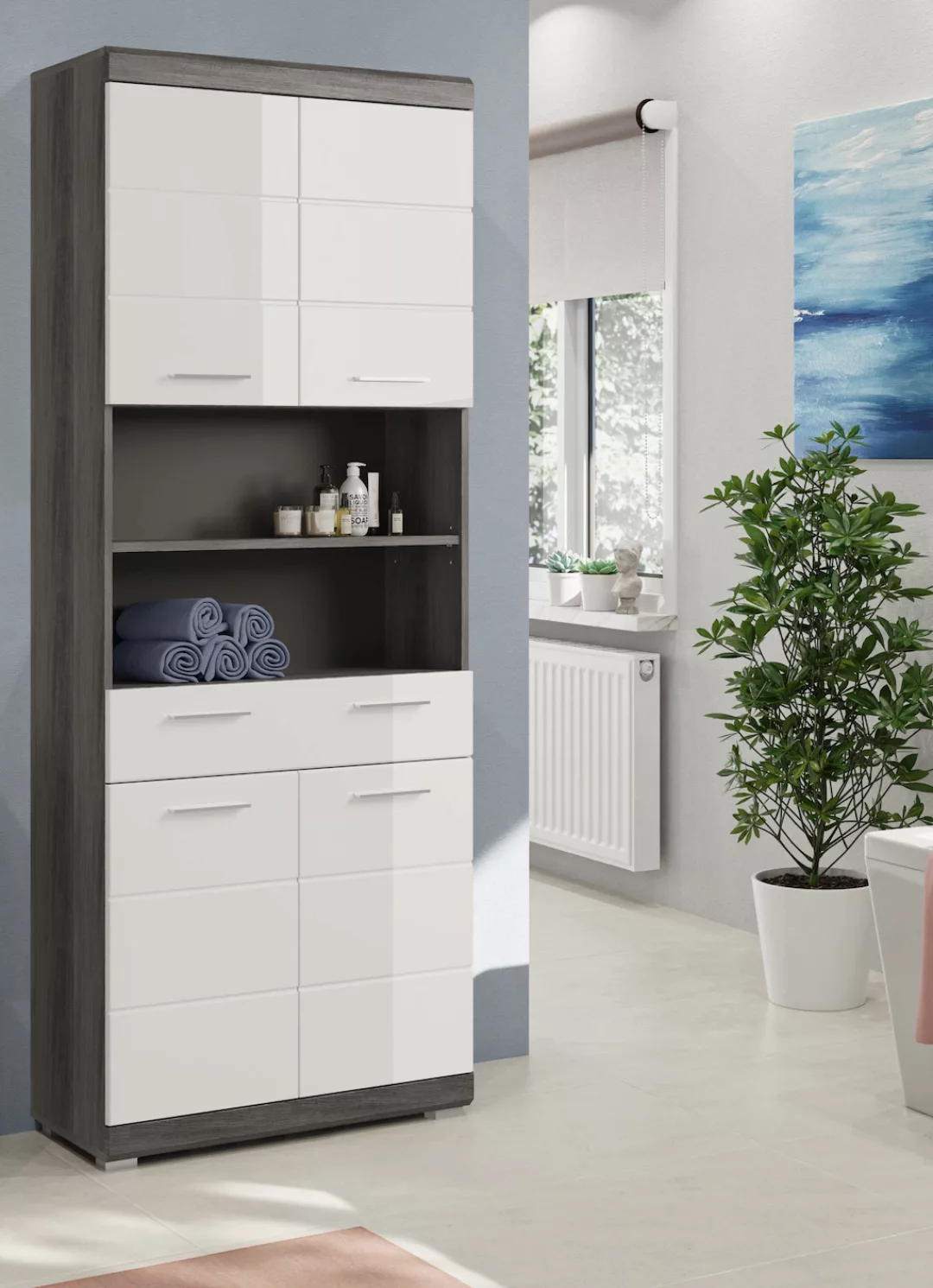 INOSIGN Hochschrank "Siena, Breite 74cm, 4 Türen, 1 Schubkasten, 2 offene F günstig online kaufen