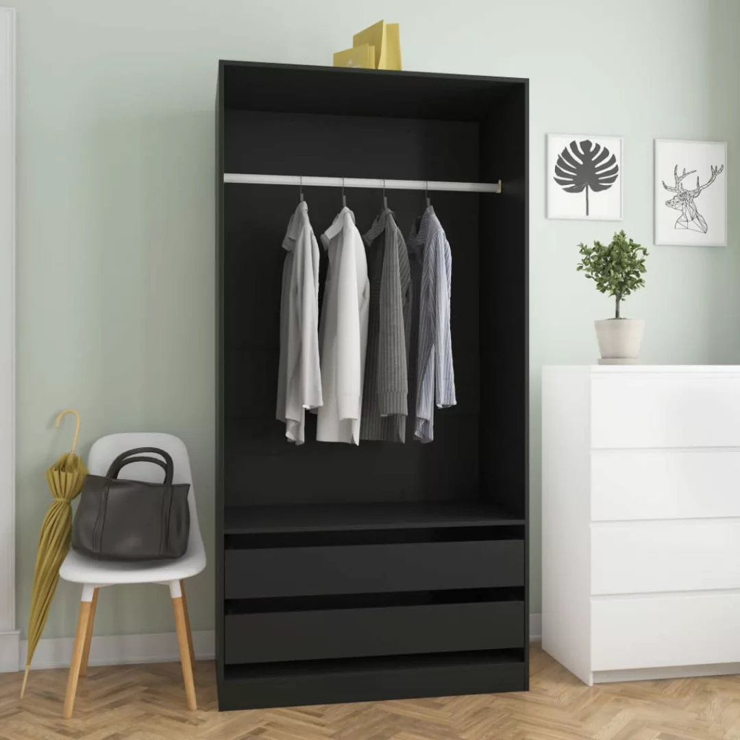 Kleiderschrank Schwarz 100×50×200 Cm Spanplatte günstig online kaufen