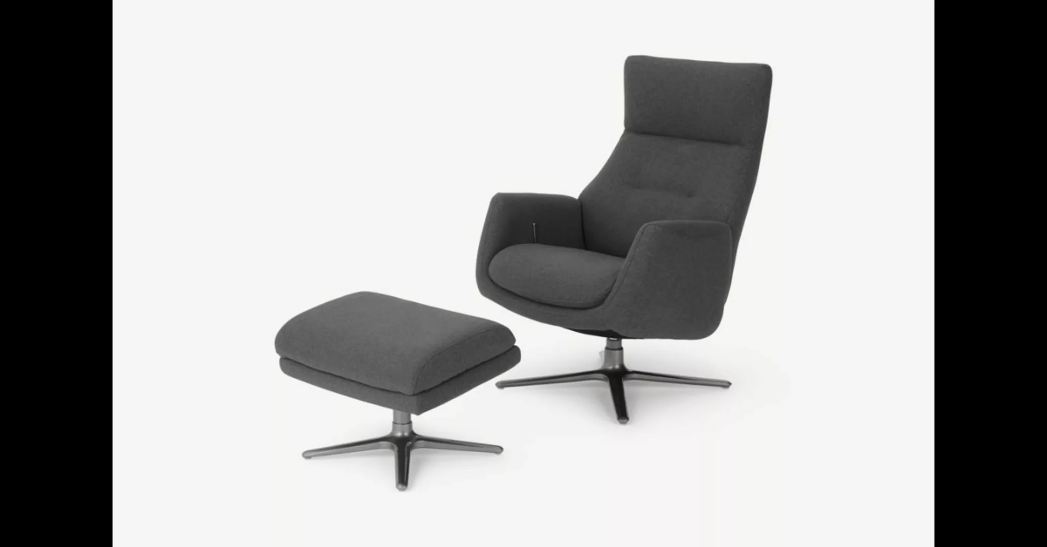 Paxton Sessel mit Hocker, Marlgrau - MADE.com günstig online kaufen