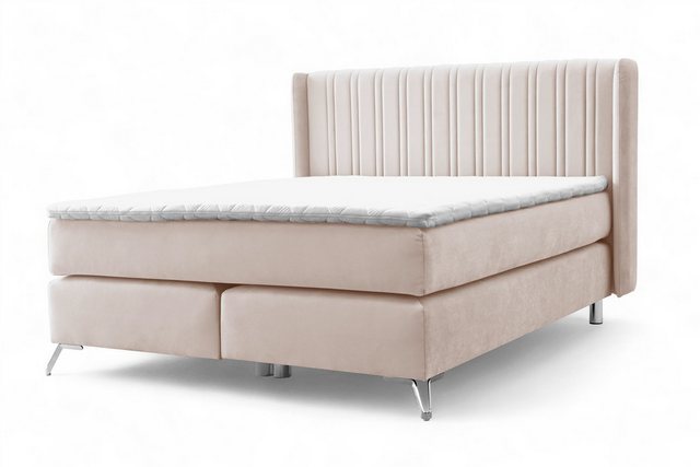 Fun Möbel Boxspringbett Schlafzimmerbett AGNUS in Stoff Salvador (inkl. Top günstig online kaufen