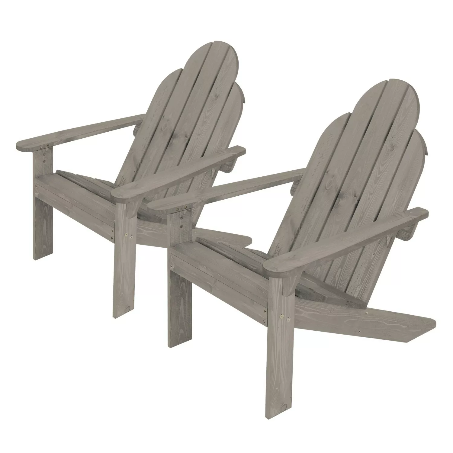 ECD Germany Adirondack-Stuhl 2er Set Gartensessel Massivholz Grau Holzstuhl günstig online kaufen