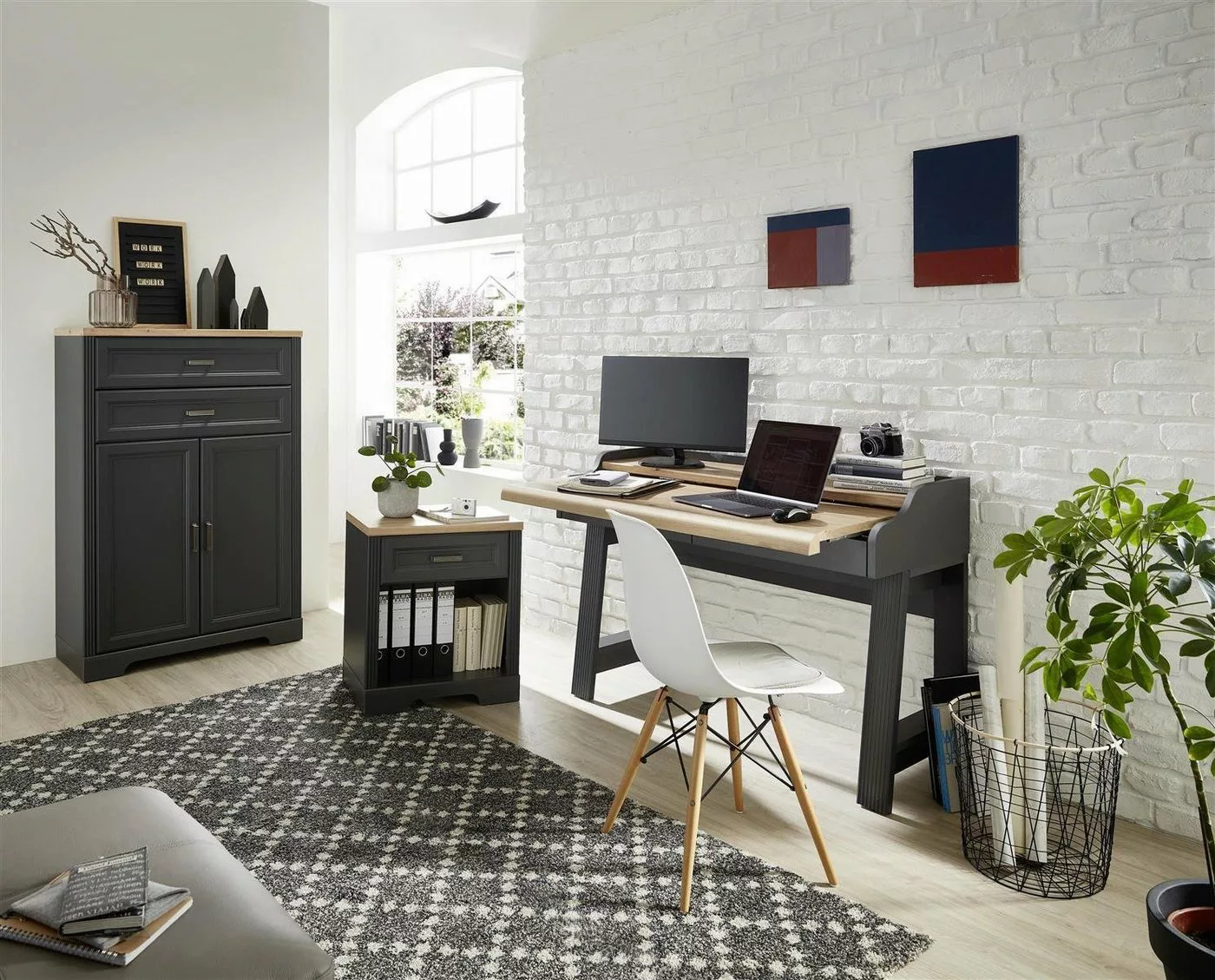 möbelando Aktenschrank Jasmin (3-St) Büro-Set im modernen Landhausstil in G günstig online kaufen