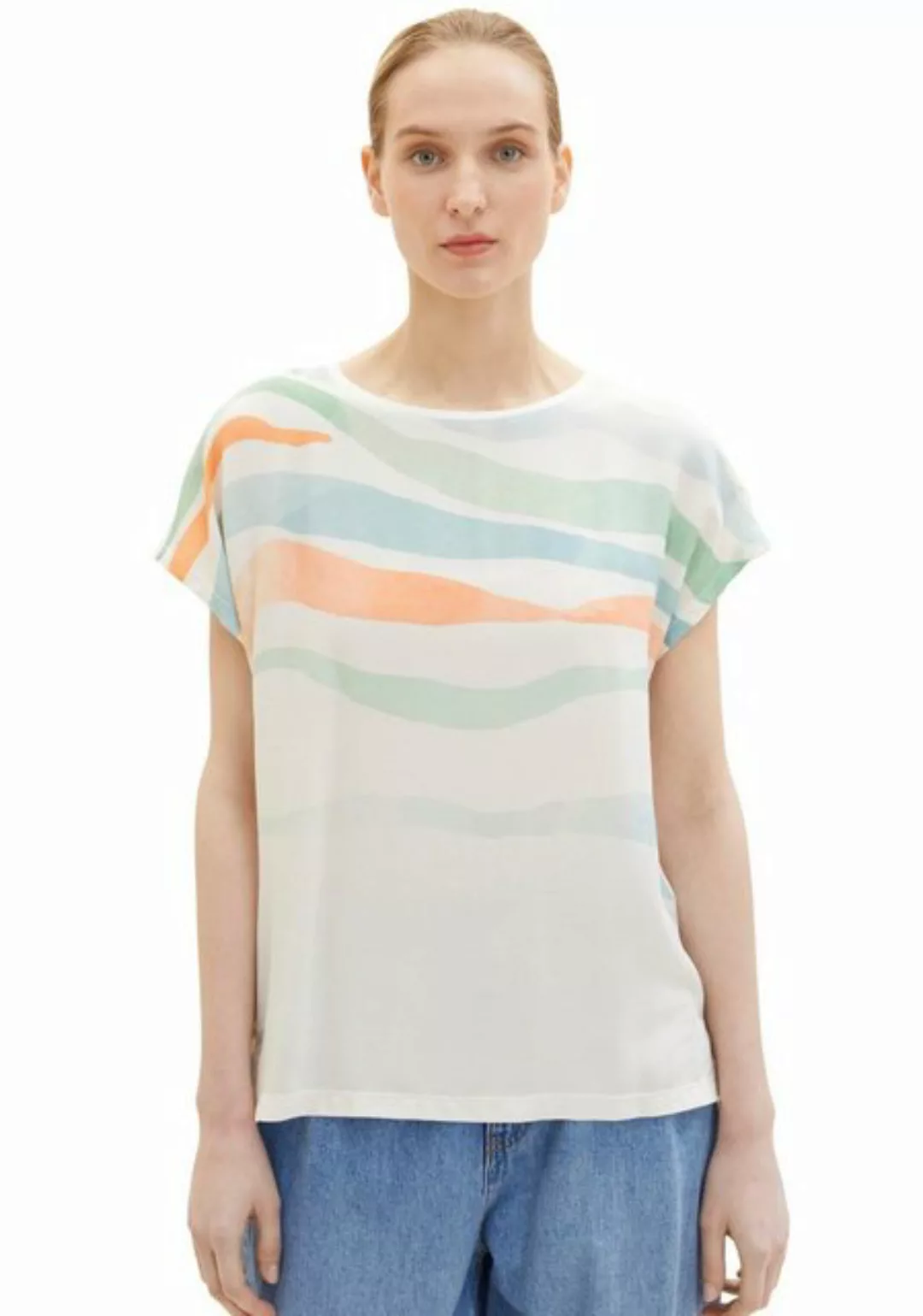 TOM TAILOR T-Shirt mit wellenförmigem Print günstig online kaufen