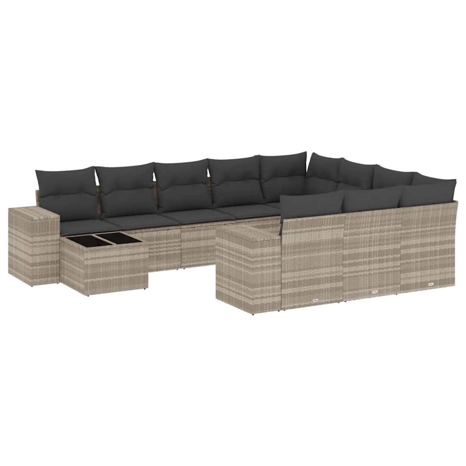 vidaXL 11-Tlg Garten-Sofagarnitur mit Kissen Hellgrau Poly Rattan 3223131 günstig online kaufen