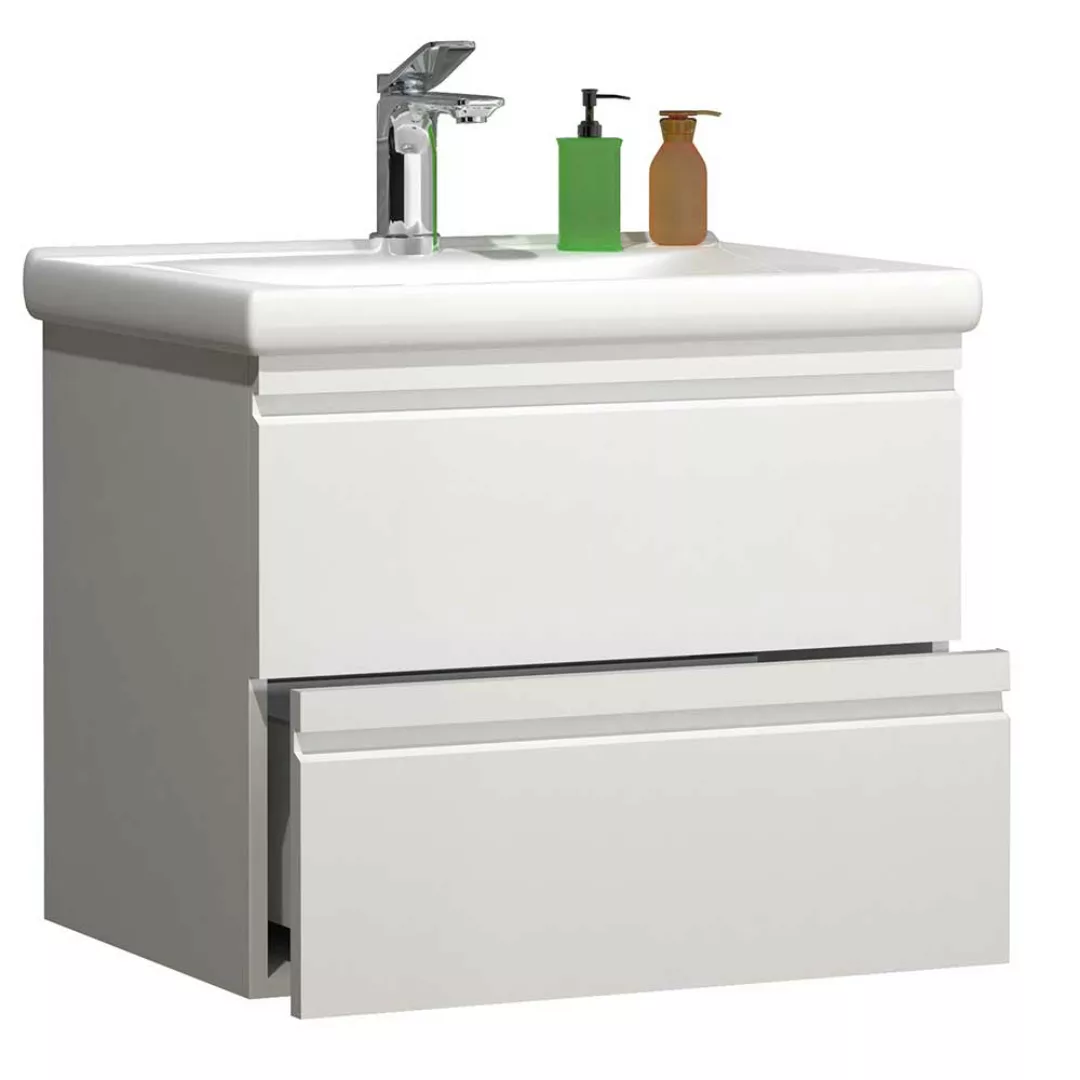 Waschtisch in Weiß mit Becken mit zwei Schubladen 54 cm hoch günstig online kaufen