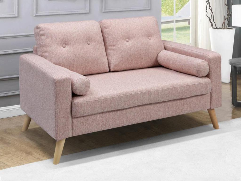 Sofa 2-Sitzer - Bouclé-Stoff - Rosa - TATUM günstig online kaufen