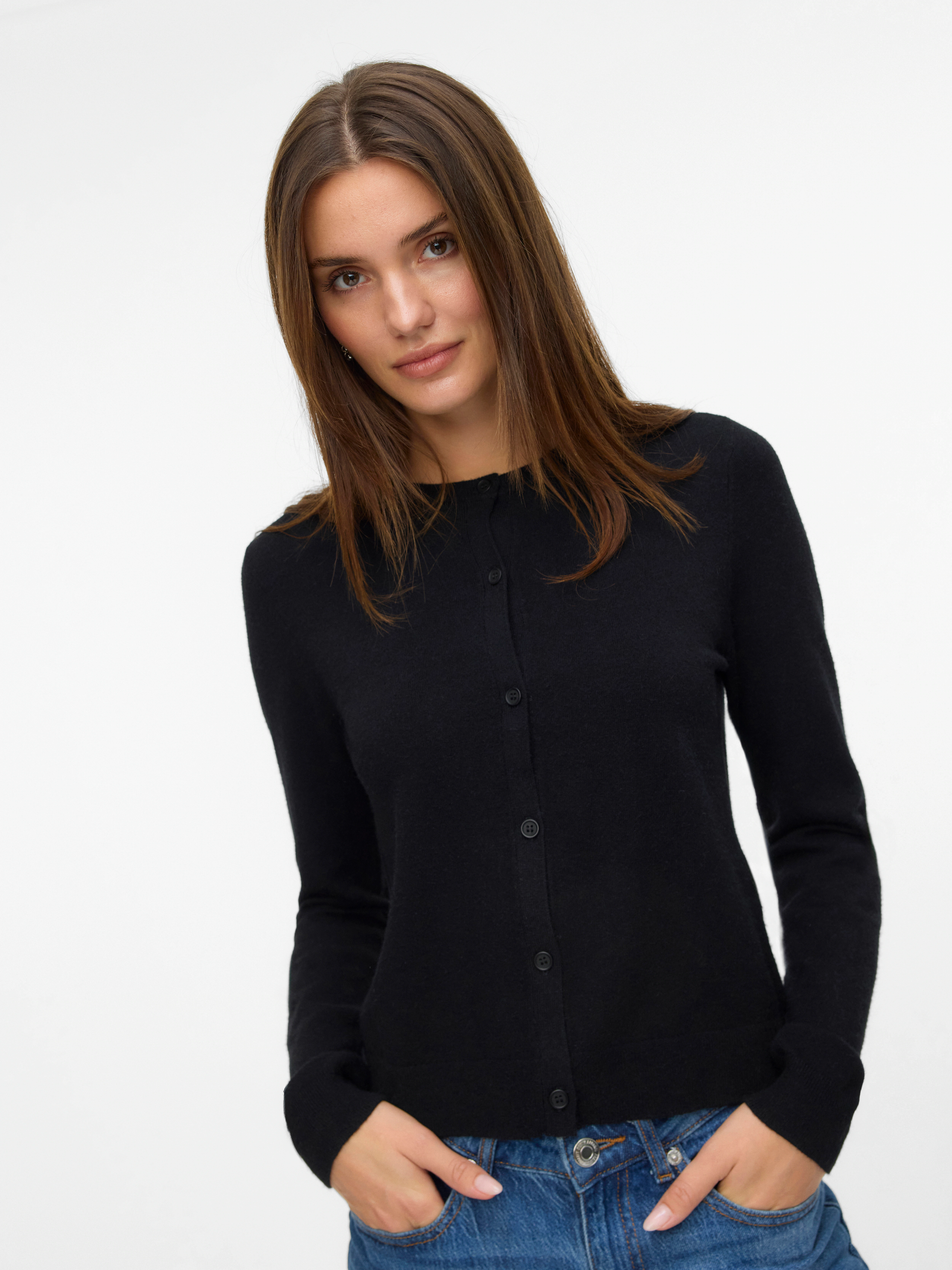 Vero Moda Strickjacke "VMVICKY LS O-NECK BUTTON CARDIGAN NOOS" günstig online kaufen