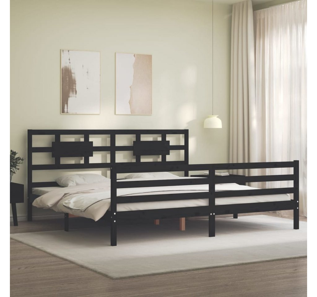 vidaXL Bett Massivholzbett mit Kopfteil Schwarz 200x200 cm günstig online kaufen