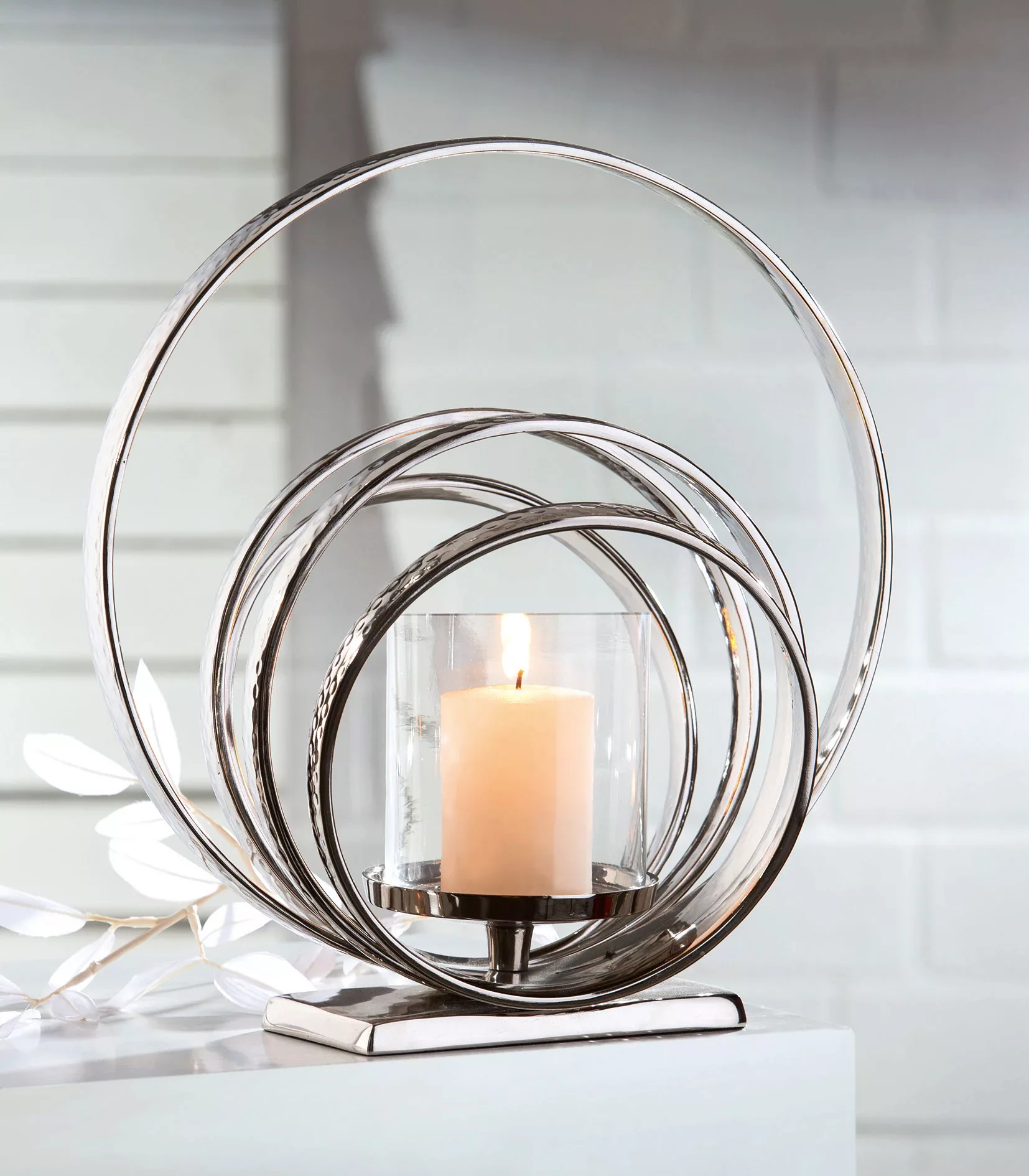 GILDE Kerzenhalter »Ringe«, (1 St.), Kerzenleuchter aus Aluminium, Höhe ca. günstig online kaufen