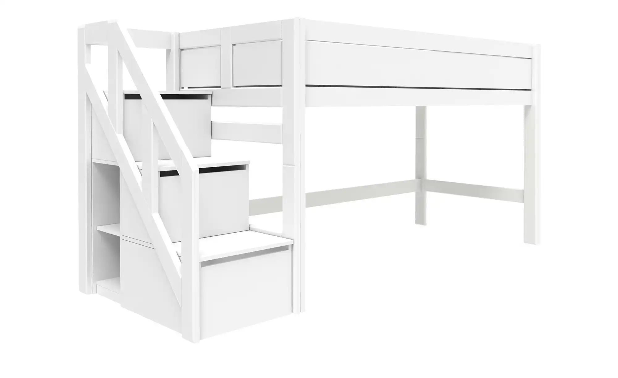 Halbhohes Bett mit Treppe ¦ weiß ¦ Maße (cm): B: 257 H: 128 T: 102 Kindermö günstig online kaufen