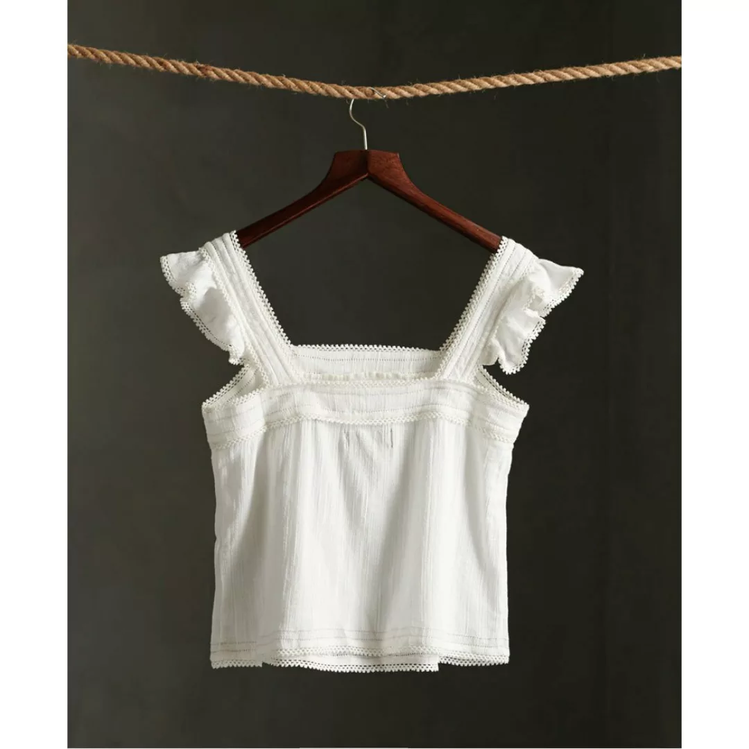 Superdry Layne Textured Lace Ärmelloses T-shirt XL White günstig online kaufen