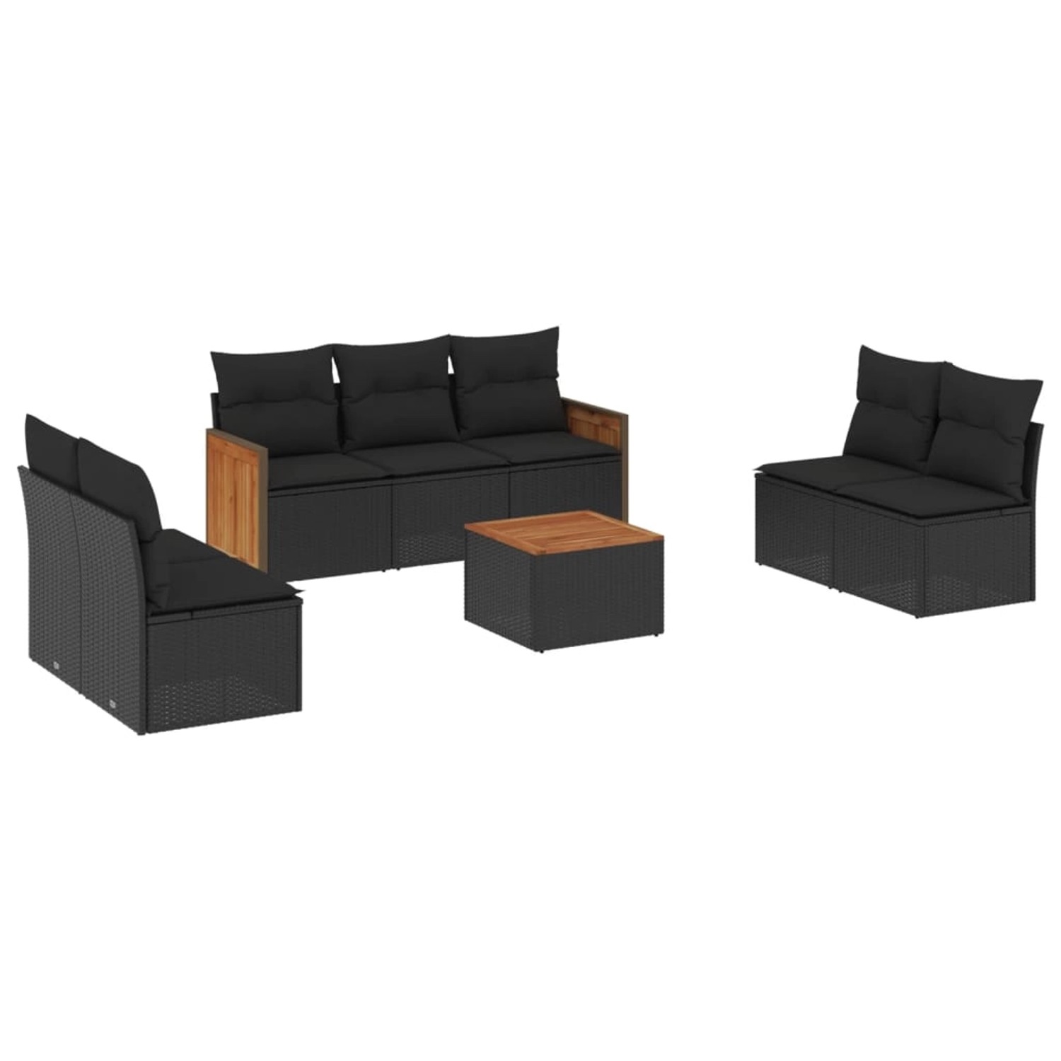 vidaXL 8-Tlg Garten-Sofagarnitur mit Kissen Schwarz Poly Rattan 3227560 günstig online kaufen