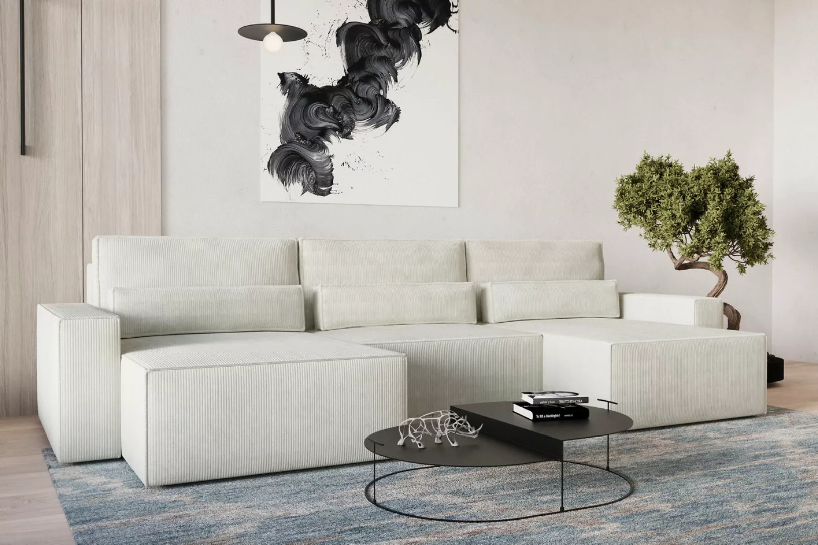 MOEBLO Wohnlandschaft DENVER U MINI, aus Cord, Couch Cord für Wohnzimmer Sc günstig online kaufen