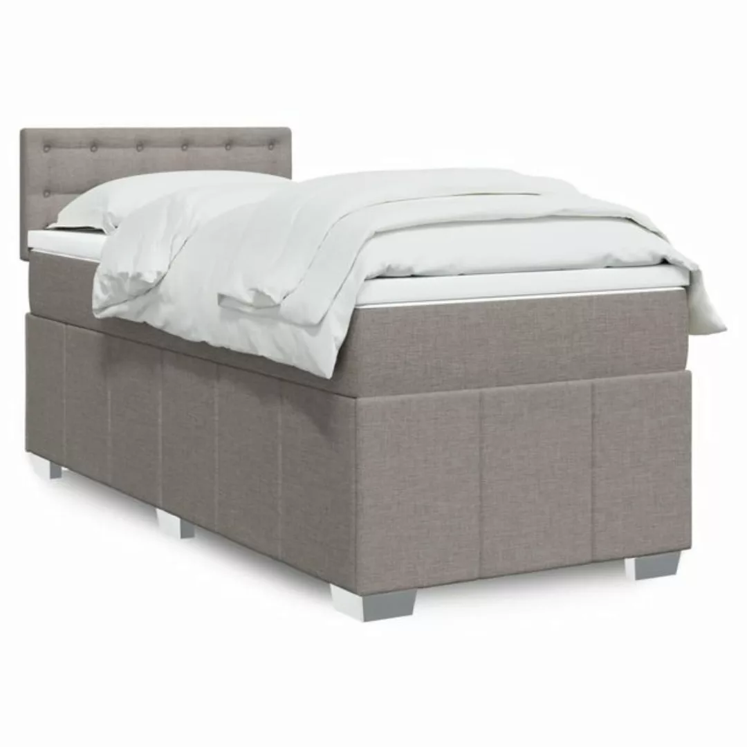 vidaXL Boxspringbett, Boxspringbett mit Matratze Taupe 90x190 cm Stoff günstig online kaufen