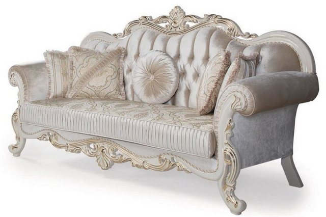 Casa Padrino Sofa Luxus Barock Sofa Mehrfarbig / Weiß / Gold 227 x 90 x H. günstig online kaufen