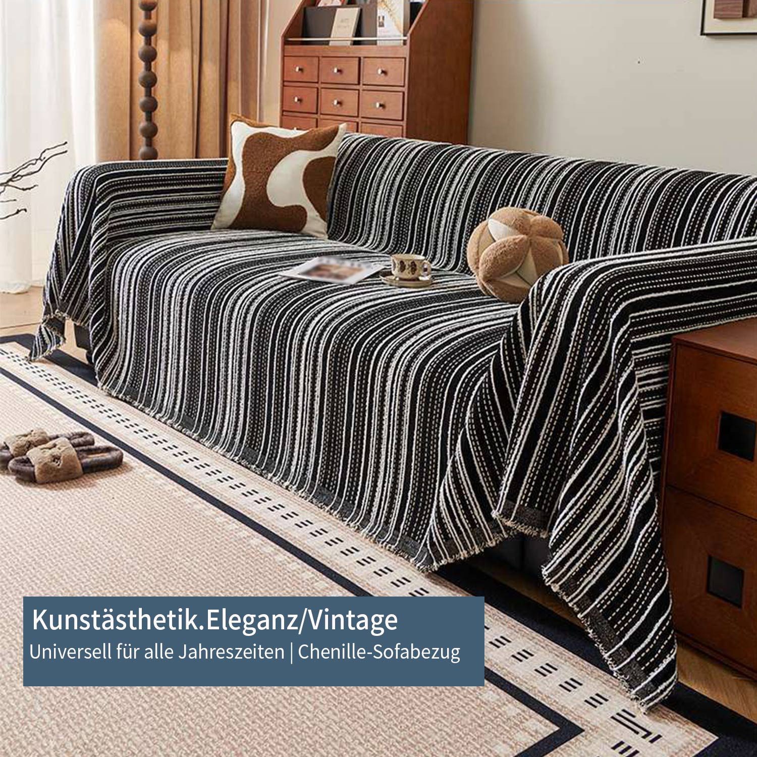 Refttenw Sofahusse Sofa Überwurfdecke Streifen Sofaüberwurf günstig online kaufen