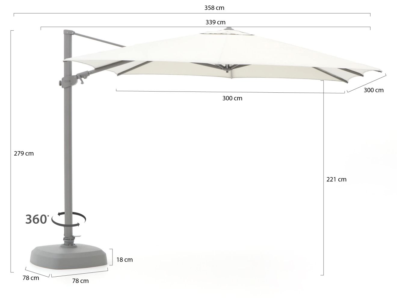 Shadowline Austin Ampelschirm 300x300 cm günstig online kaufen