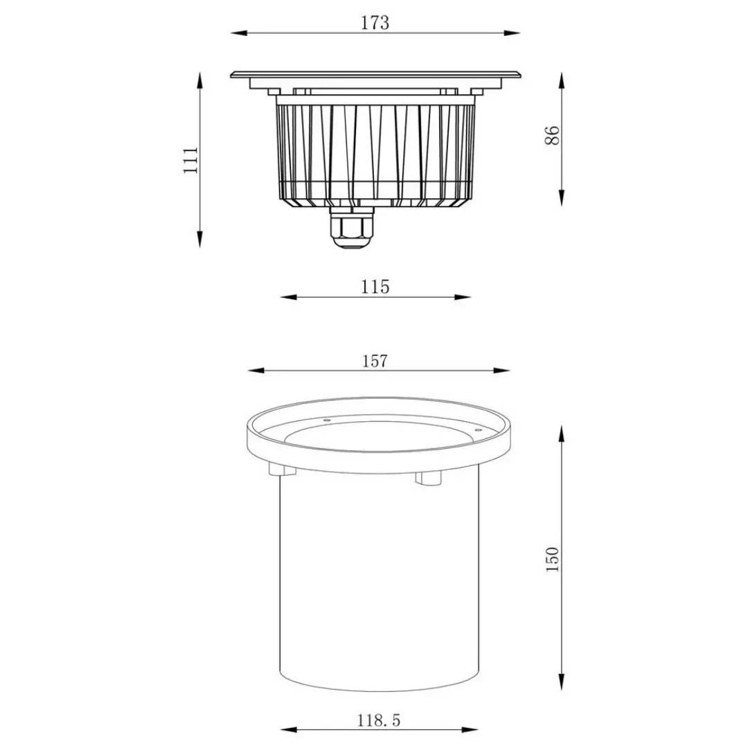 LED Bodeneinbauleuchte IV  in Silber und Transparent 14W 800lm IP67 günstig online kaufen