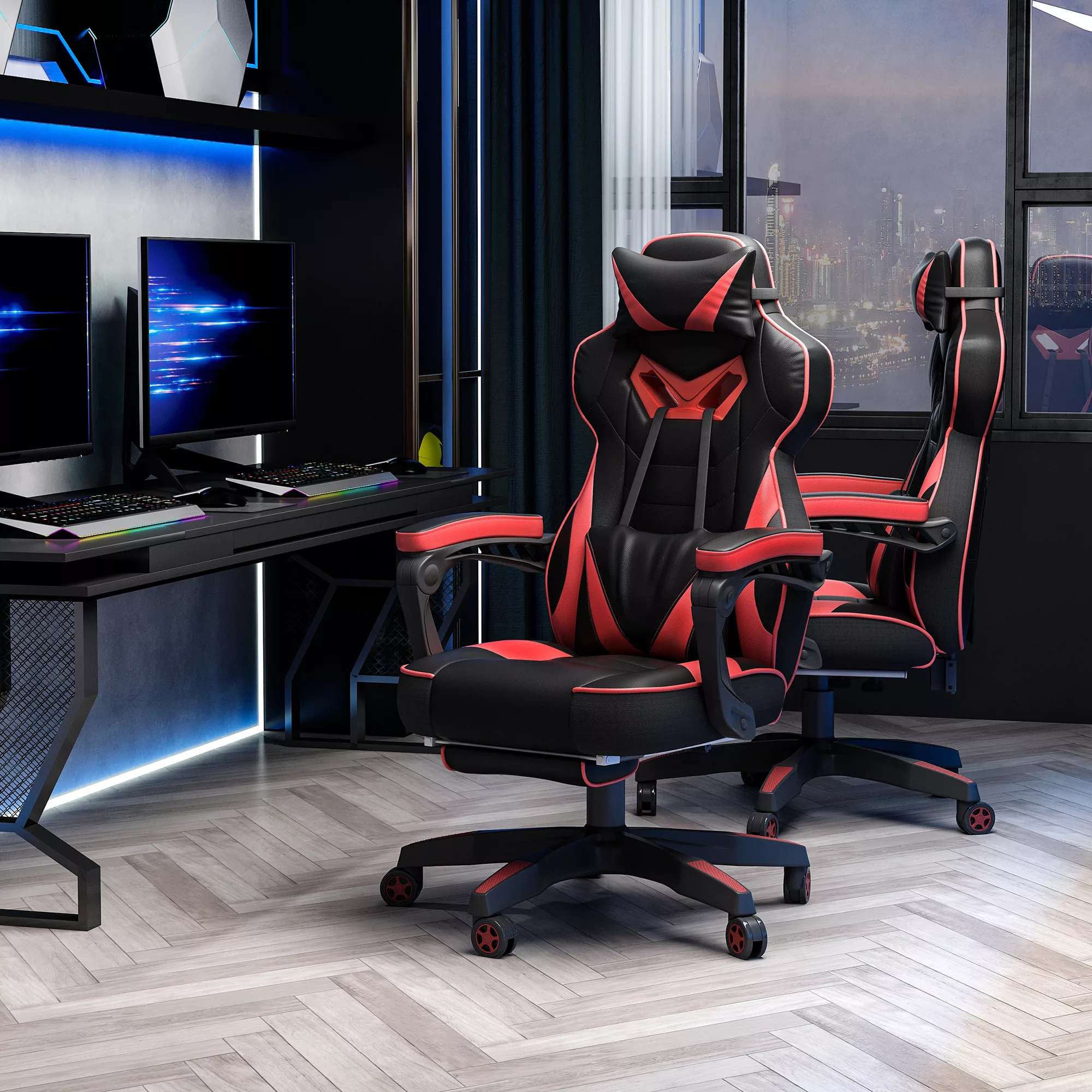 HOMCOM Ergonomischer Bürostuhl  Gaming Stuhl mit Massagefunktion, Chefsesse günstig online kaufen