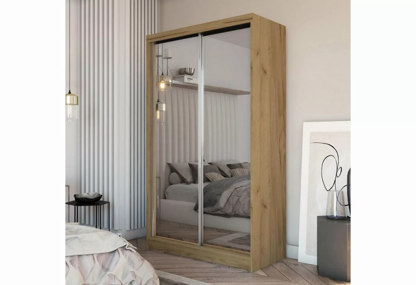 Beautysofa Schwebetürenschrank Debra (Schrank mit Spiegeln, Garderobe mit K günstig online kaufen