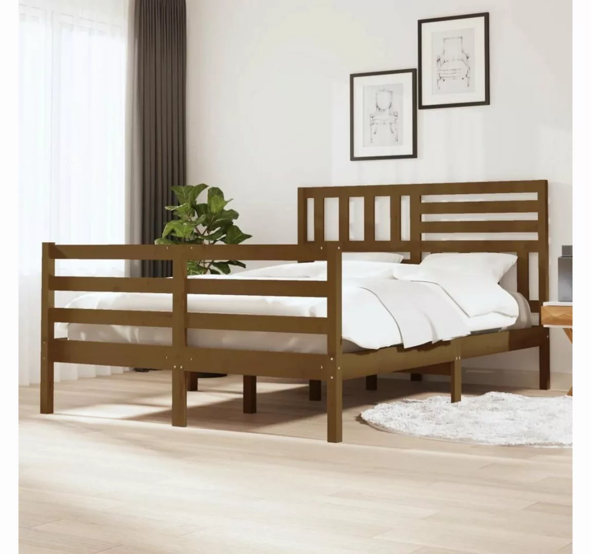 furnicato Bett Massivholzbett Honigbraun 150x200 cm günstig online kaufen