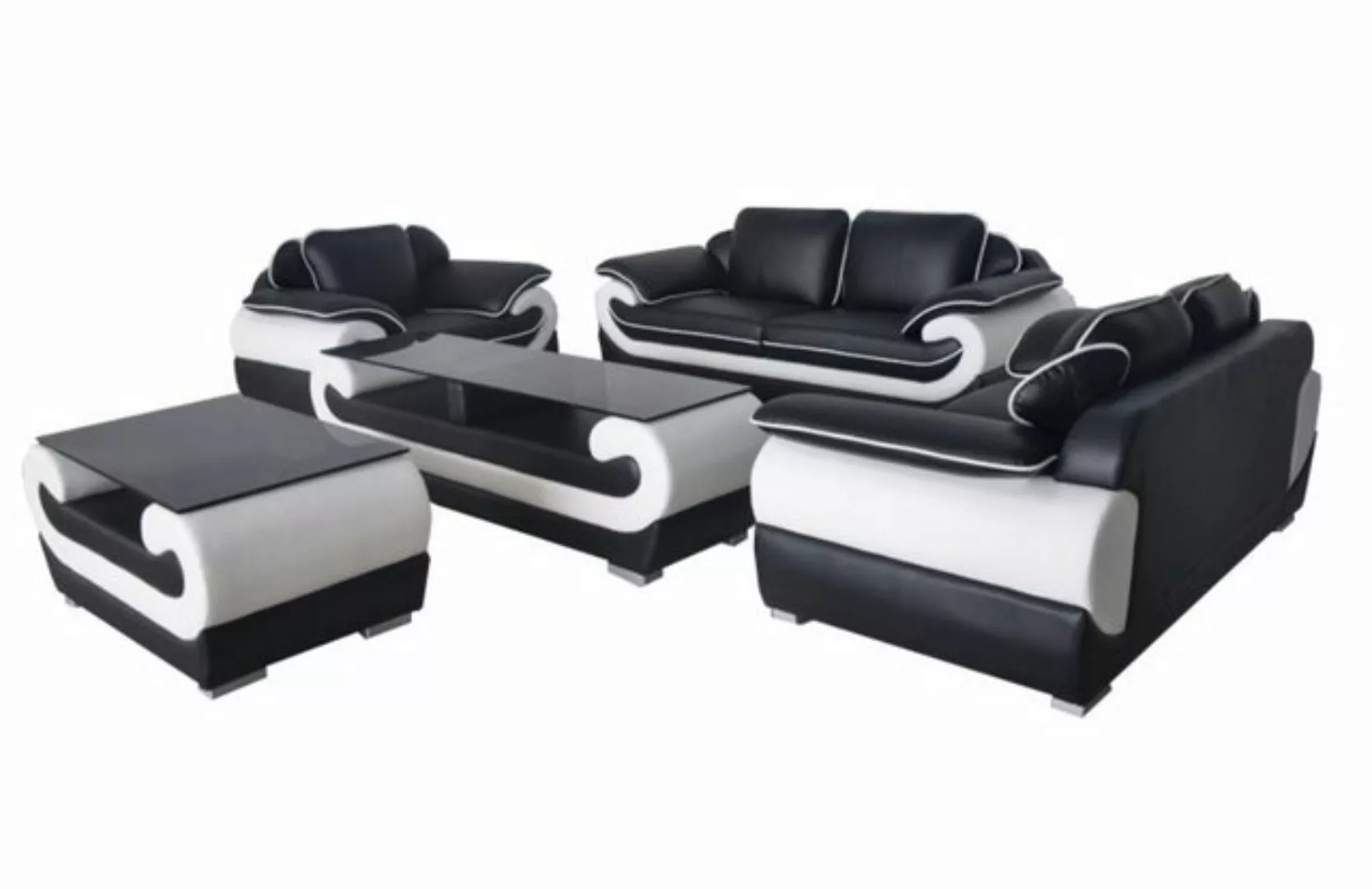 JVmoebel Sofa Sofa Couch Sitz Polster Komplett Set Leder Garnitur 3+2+1 Sof günstig online kaufen