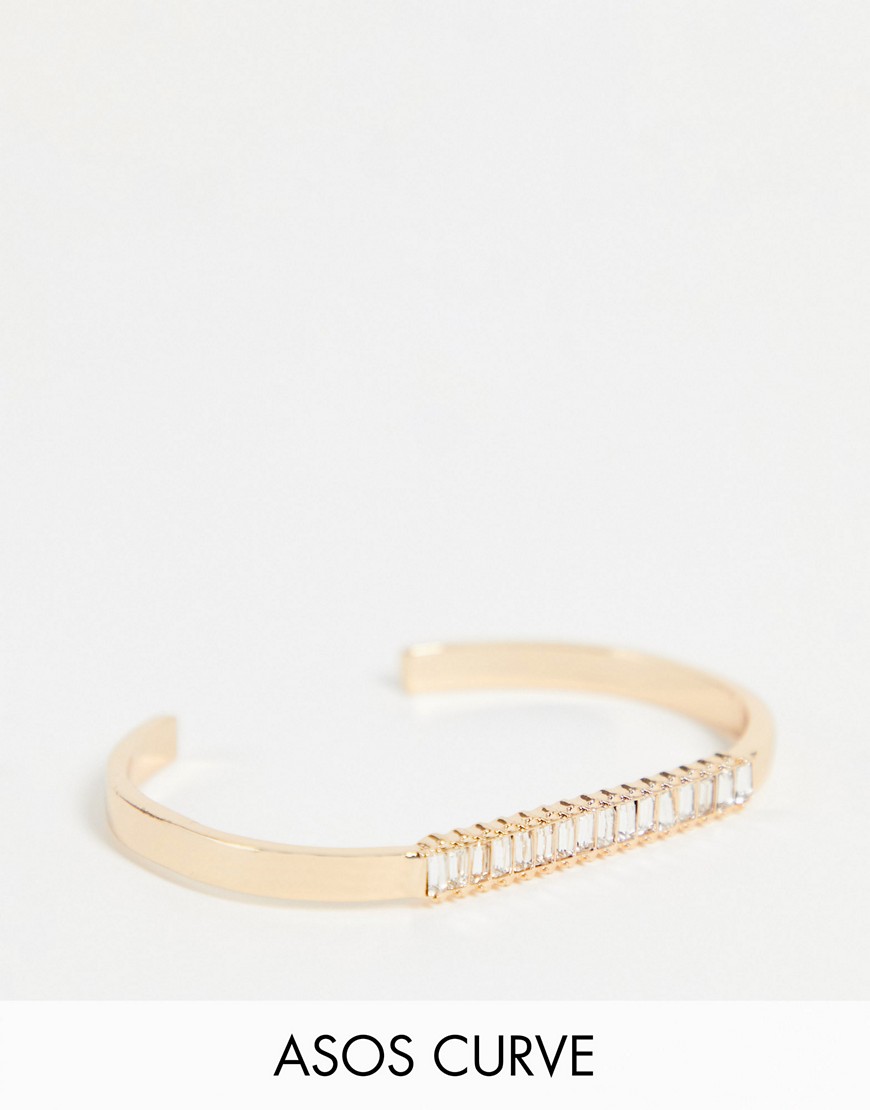 ASOS DESIGN Curve – Goldfarbenes Armband mit Kristallen mit Baguette-Schlif günstig online kaufen