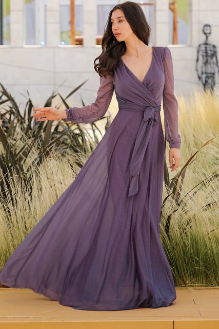 Modabout Abendkleid Damen Langes Abendkleid Maxikleid - NELB0588D5162LİL (1 günstig online kaufen