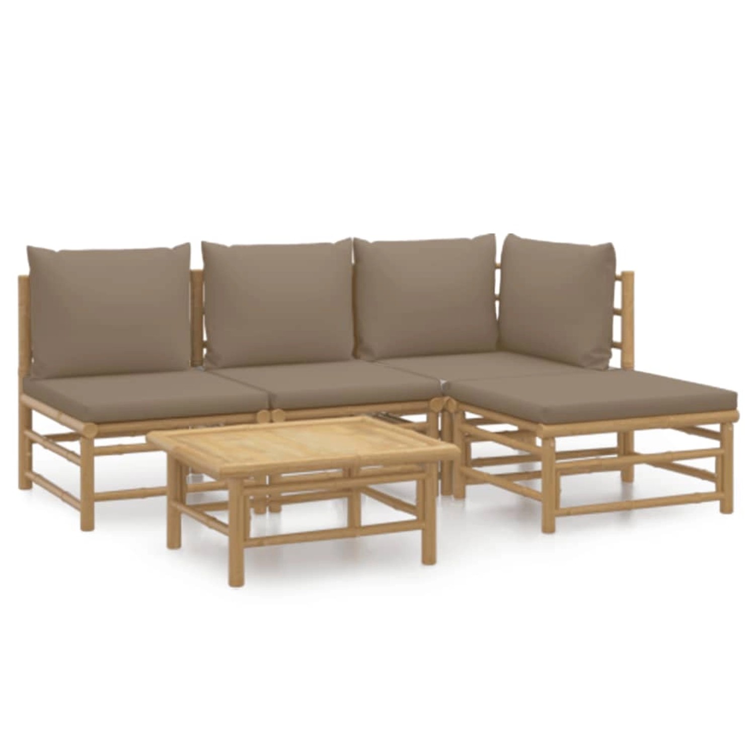 Vidaxl 5-tlg. Garten-lounge-set Mit Kissen Taupe Bambus günstig online kaufen