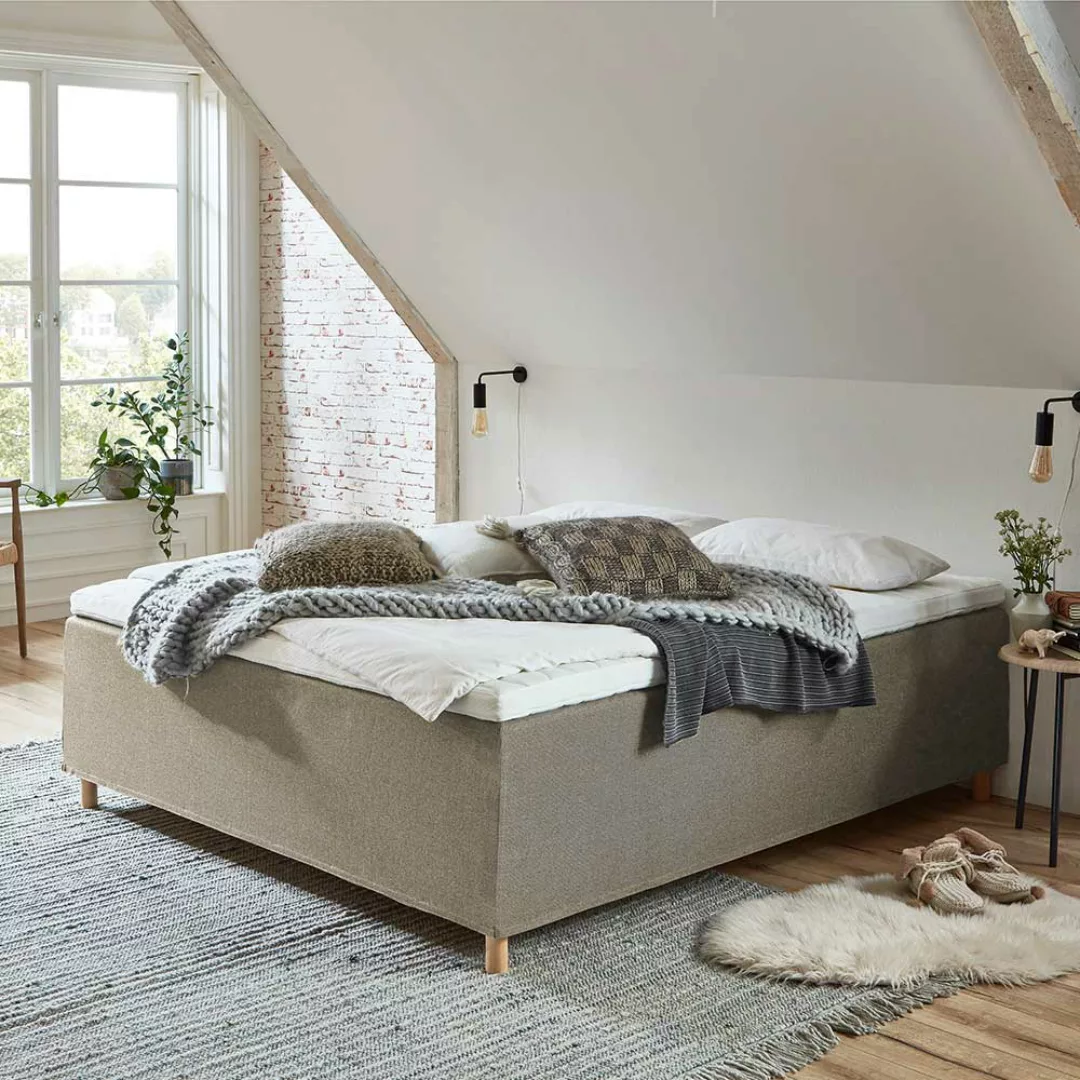 Boxspringbett H3 in Cremefarben 61 cm Einstiegshöhe günstig online kaufen