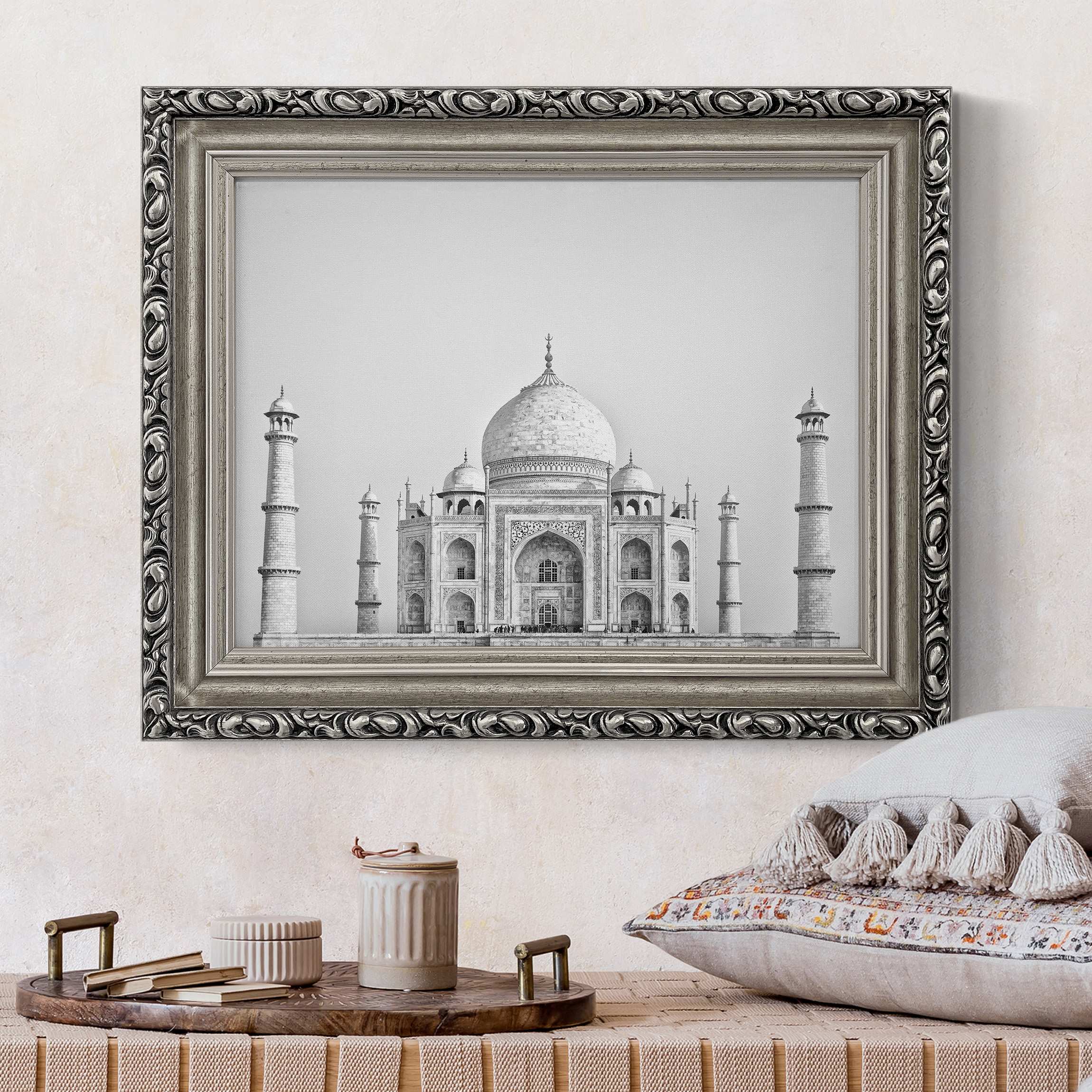 Gerahmtes Leinwandbild Taj Mahal in Grau günstig online kaufen