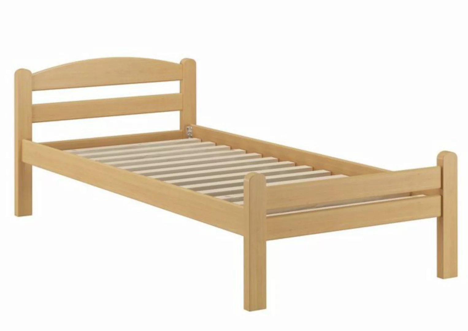 ERST-HOLZ Bett Einzelbett Gästebett Holzbett massiv Buche 90x200, Buchefarb günstig online kaufen