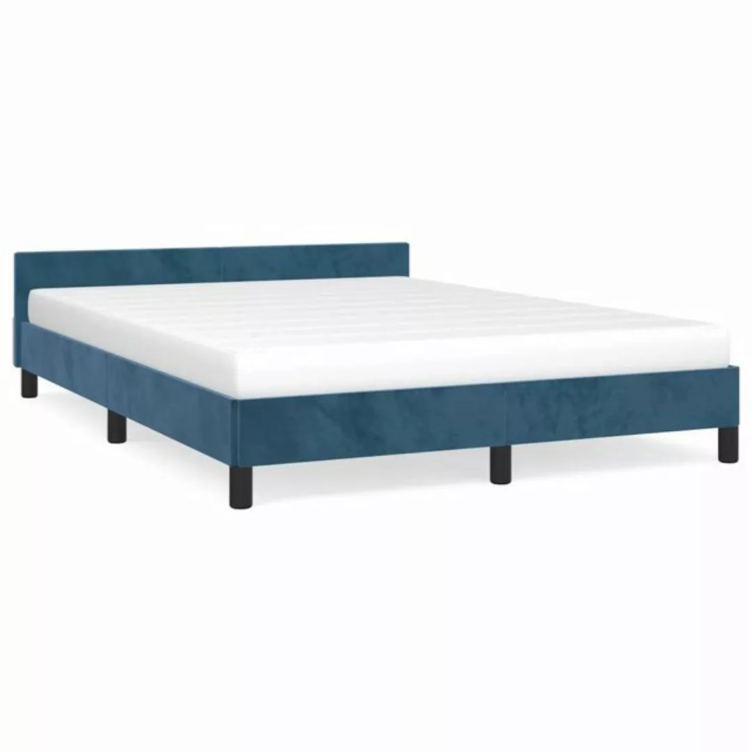 furnicato Bett Bettgestell mit Kopfteil Dunkelblau 140x190 cm Samt günstig online kaufen