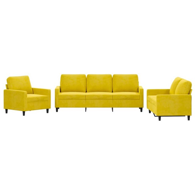 vidaXL Sofa Sofagarnitur Set mit Kissen Samt, 3-tlg., Gelb günstig online kaufen