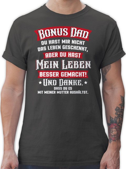 Shirtracer T-Shirt Bonus Dad - rot/weiß Vatertag Geschenk für Papa günstig online kaufen