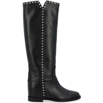 Via Roma 15  Damenstiefel Stiefel  schwarzes Leder mit silbernen Nieten günstig online kaufen