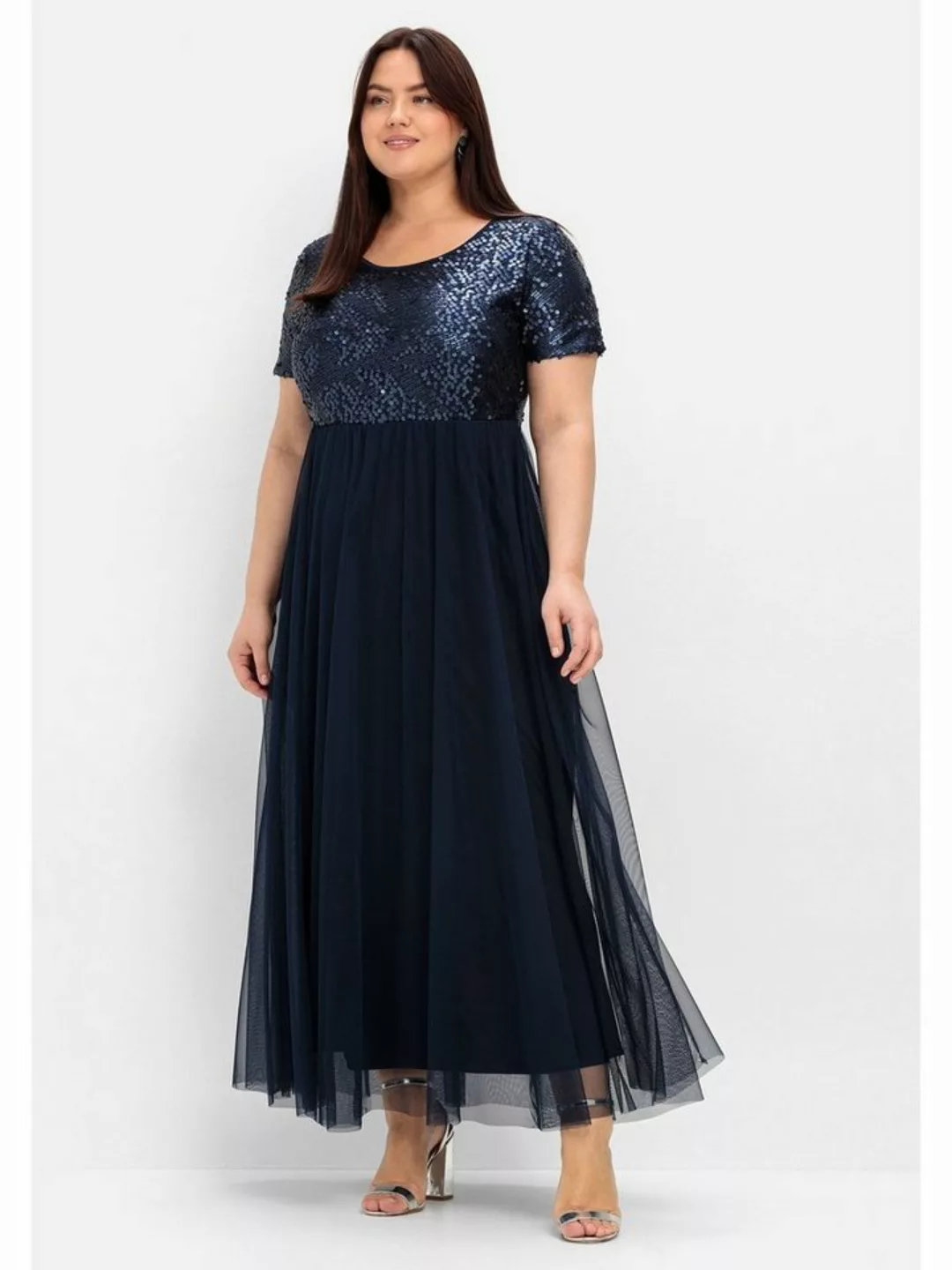 Sheego Abendkleid "Große Größen", in A-Linie mit Pailletten günstig online kaufen