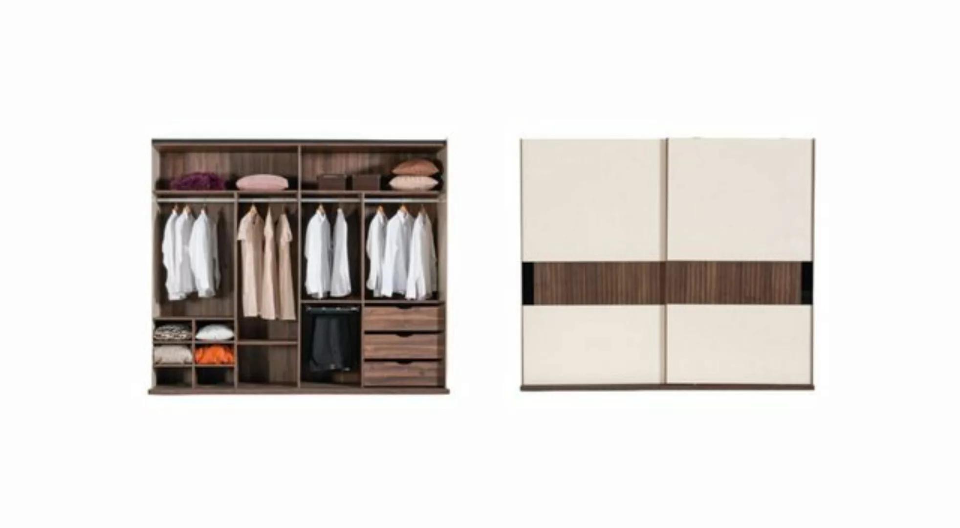 Xlmoebel Kleiderschrank Luxus Kleiderschrank mit Schwebetüren Holz Schrank günstig online kaufen