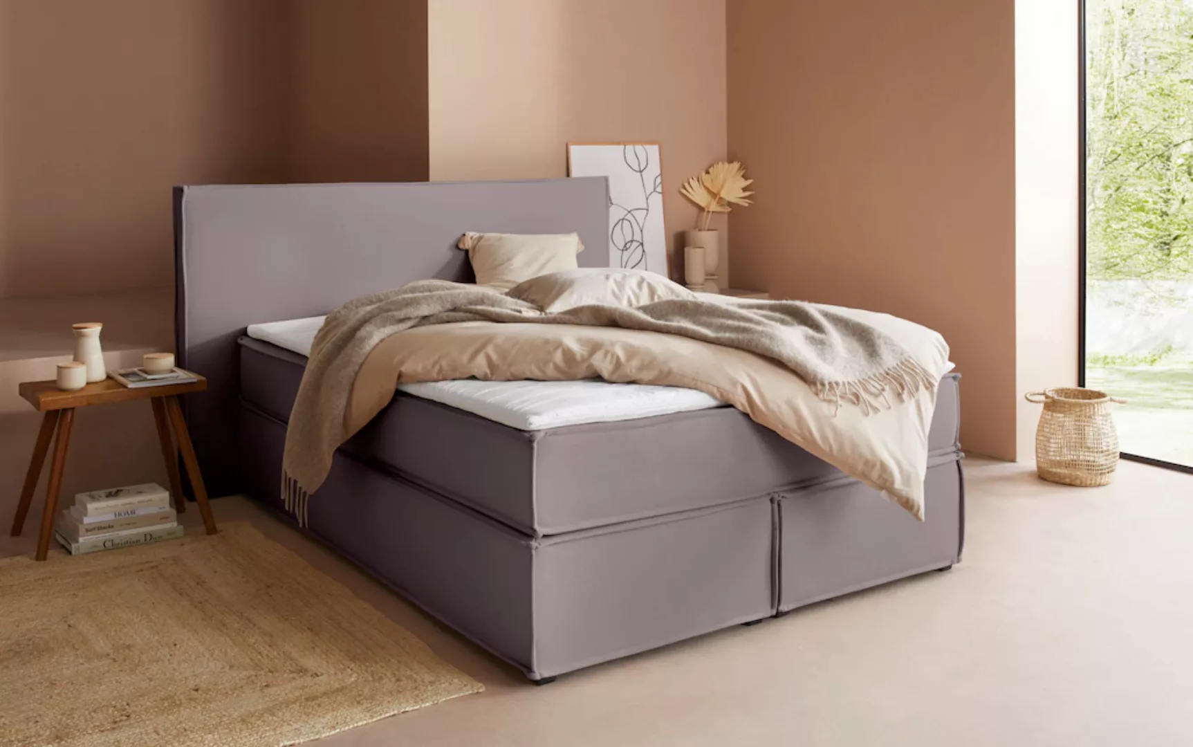 LeGer Home by Lena Gercke Boxspringbett "Yuma", incl. Topper, in 4 Breiten, günstig online kaufen