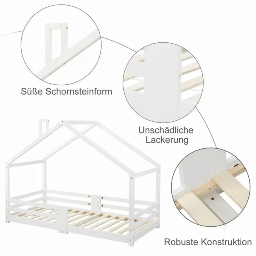 SOFTWEARY Kinderbett Hausbett mit Lattenrost (90x200 cm), Einzelbett mit Ra günstig online kaufen