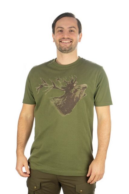 OS-Trachten T-Shirt Jetewi Kurzarm Jagdshirt mit Hirsch-Druck günstig online kaufen