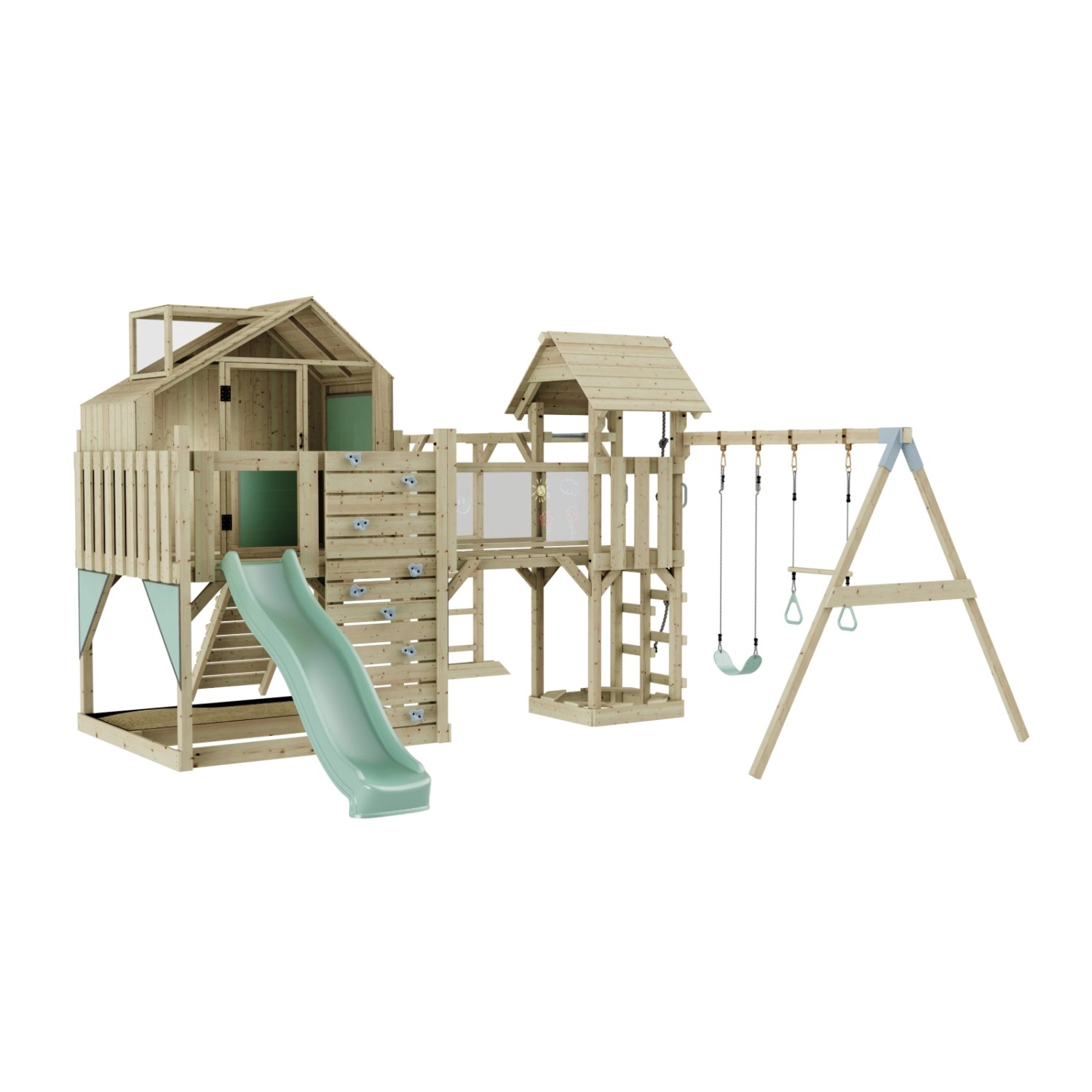 OutdoorToys Spielturm Knut mit Trapezschaukel Mintgrün günstig online kaufen