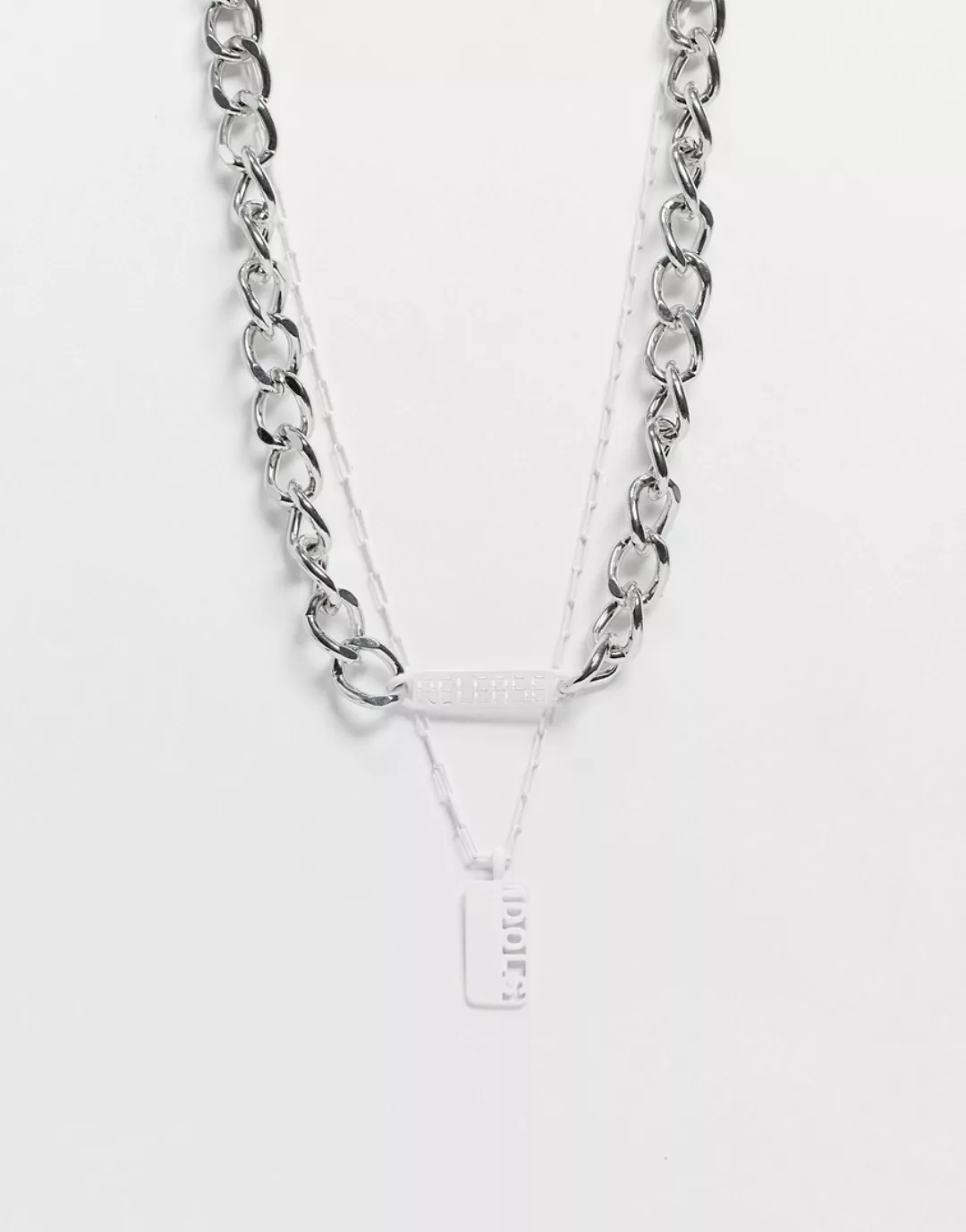 Bershka – Dicke mehrlagige Halskette in Silberton günstig online kaufen
