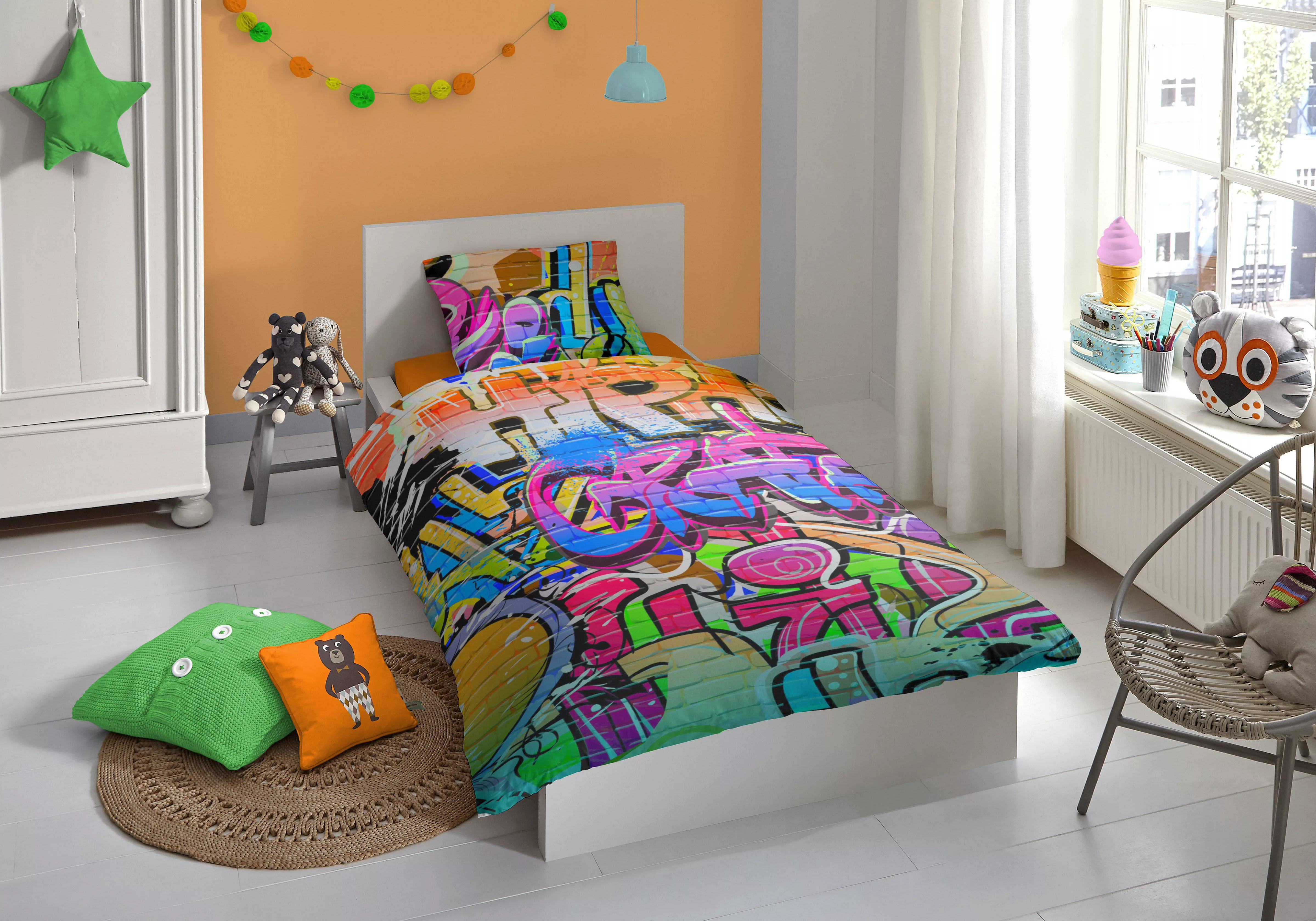 good morning Kinderbettwäsche »Graffiti«, (2 tlg.), im Graffitidesign günstig online kaufen