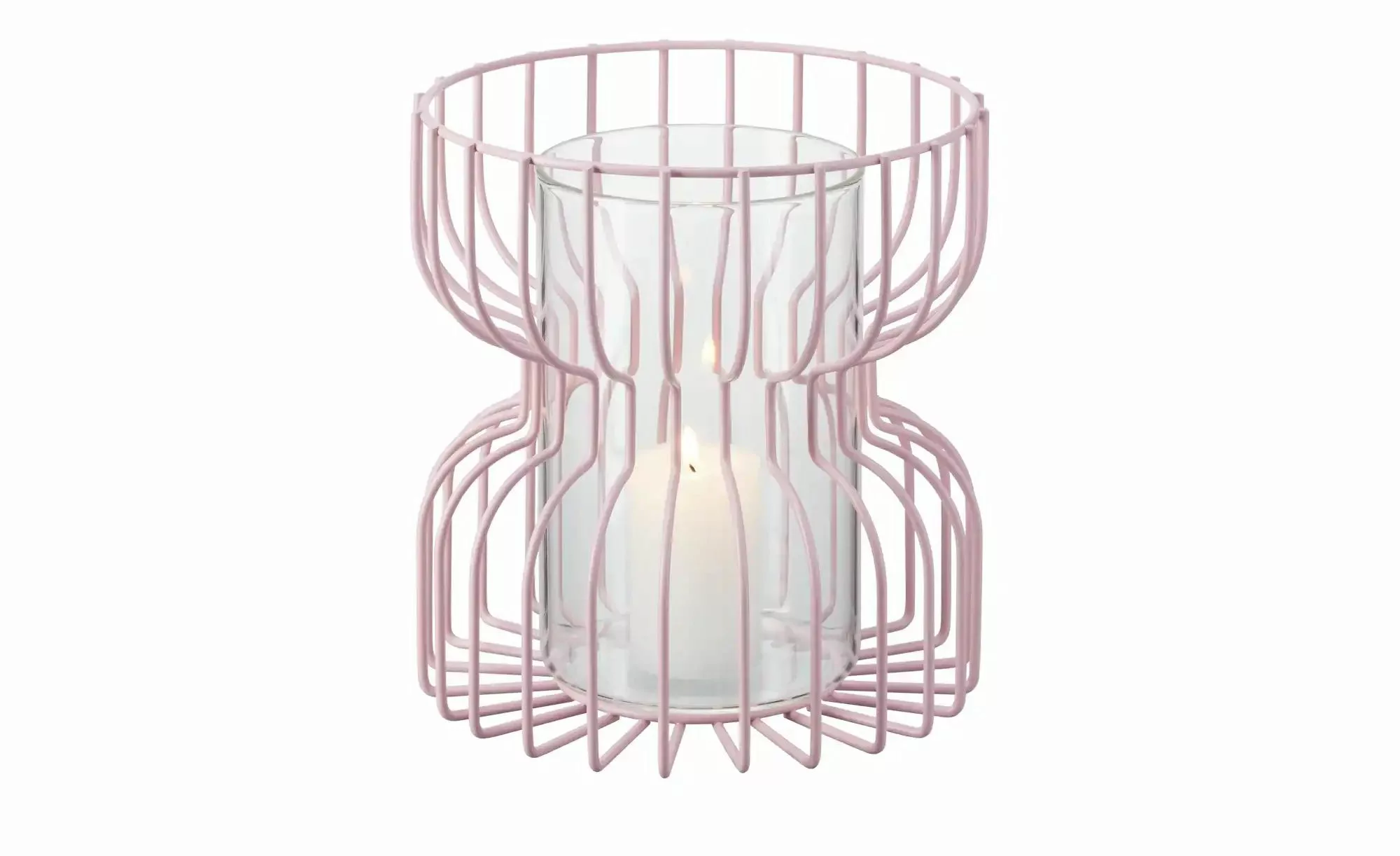 HOME STORY Windlicht   ¦ rosa/pink ¦ Metall,Glas ¦ Maße (cm): H: 22,5  Ø: 2 günstig online kaufen