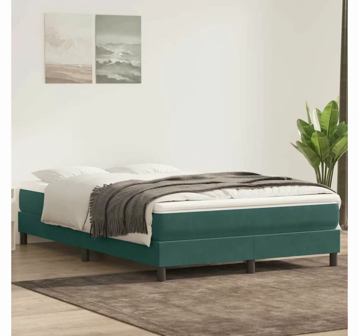 vidaXL Boxspringbett, Boxspringbett ohne Matratze Dunkelgrün 160x220 cm Sam günstig online kaufen