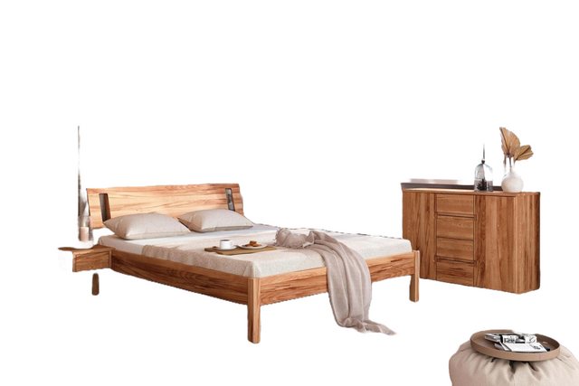 Natur24 Einzelbett Bett Bento 8 Sonderlänge 140x210 Kernbuche Holzkopfteil günstig online kaufen