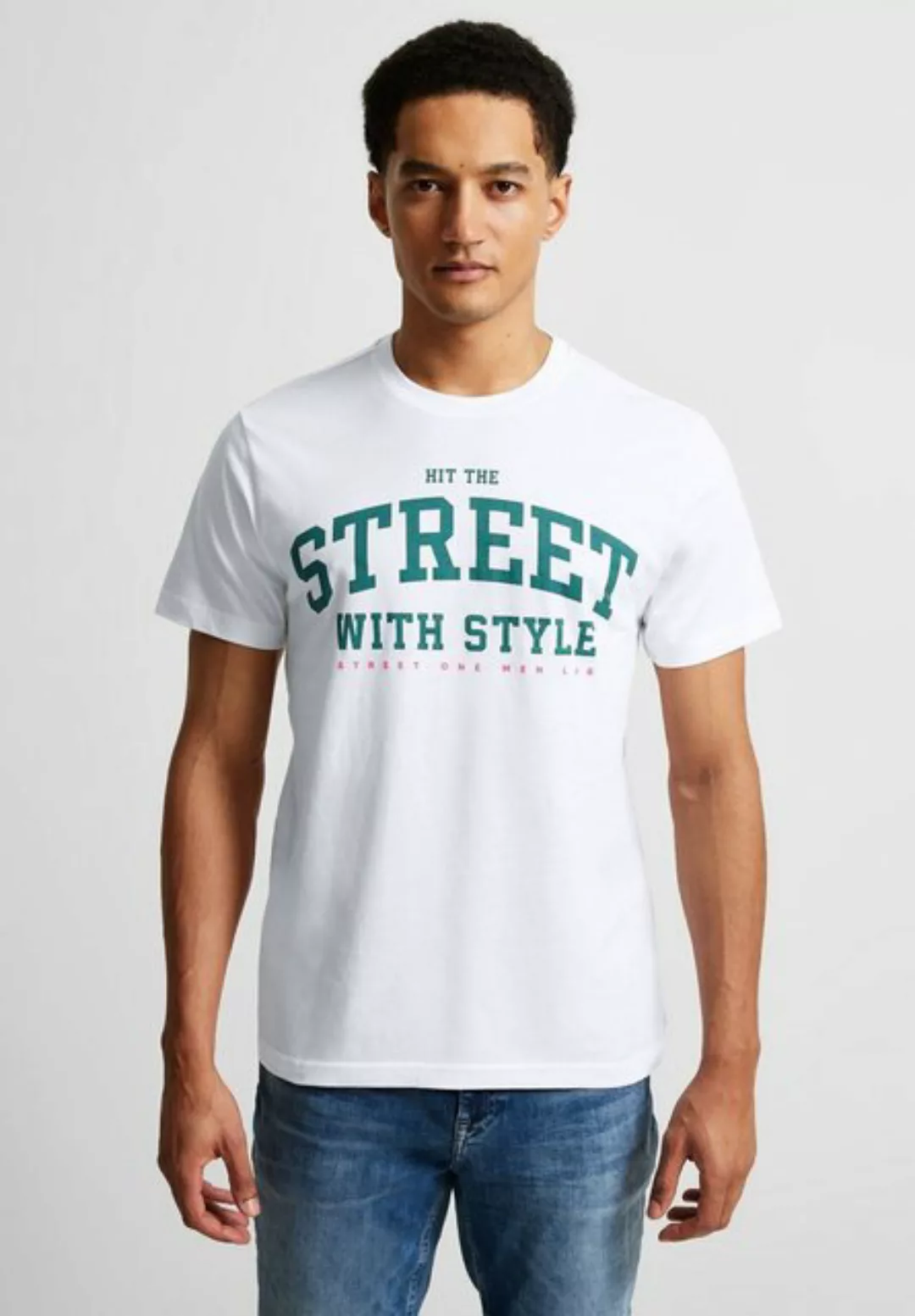 STREET ONE MEN T-Shirt, mit Wording günstig online kaufen